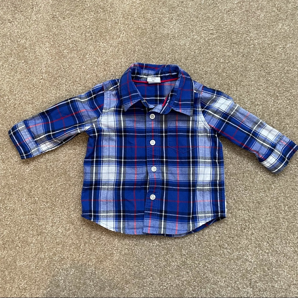 Baby Gap Long Sleeve Plaid Button Up Dress Shirt 3-6 Months